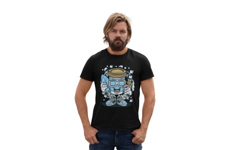 Cool Coffee Container (smiling) -round crew neck cotton tshirts for men