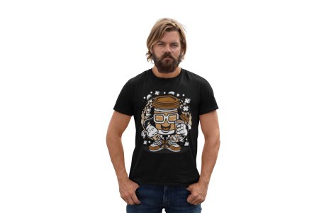 Coffee container (Brown) -round crew neck cotton tshirts for men