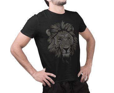 Lion Illustration graphic art - Black - printed T-shirts - Men's stylish clothing - Cool tees for boys