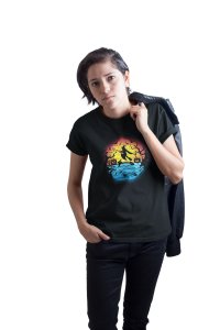 Illustration Halloween graphic-Flying Witch - Printed Tees for Women's -designed for Halloween