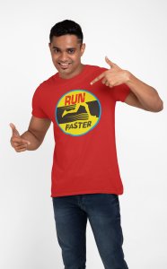Run Faster - Yellow - Red - Printed - Sports cool Men's T-shirt
