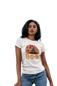 Boo - Printed Tees for Women's -designed for Halloween