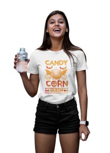 Candy corn, Pumpkin - Printed Tees for Women's -designed for Halloween