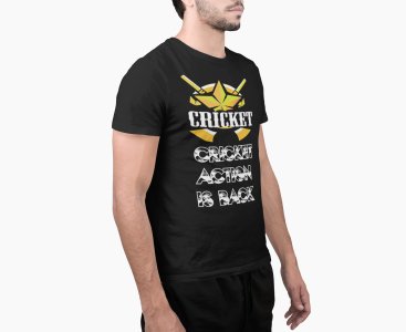 Cricket Action is back - Black - Printed - Sports cool Men's T-shirt