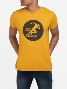 Just Keep Running - Black Round - Yellow - Printed - Sports cool Men's T-shirt