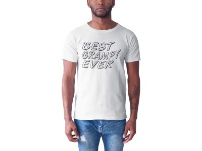 Best grampy ever -printed family themed cotton blended half-sleeve t-shirts made for men (white)