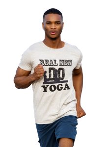 Real men do Yoga - White - Comfortable Yoga T-shirts for Yoga Printed Men's T-shirts (Small, White)