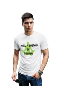 All I need is yoga green text - White - Comfortable Yoga T-shirts for Yoga Printed Men's T-shirts White