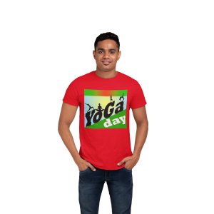 Yoga Day green - Red - Comfortable Yoga T-shirts for Yoga Printed Men's T-shirts (Small, Red)