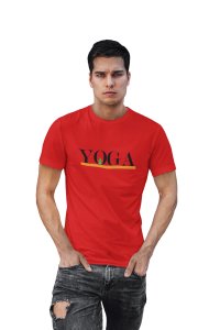 Yoga Text - Red - Comfortable Yoga T-shirts for Yoga Printed Men's T-shirts (Large, Red)
