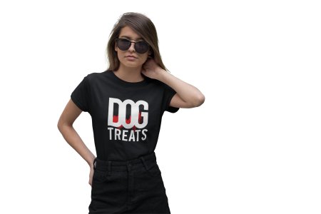 Dog treats -Black-printed cotton t-shirt - comfortable, stylish
