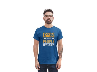 Dogs welcome, people tolerated - printed stylish Black cotton tshirt- tshirts for men
