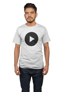 Play button - White - Men's - printed T-shirt - comfortable round neck Cotton
