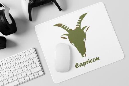 Capricorn (BG Green) - Zodiac Sign Printed Mousepads For Astrology Lovers