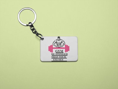 Gym, Be Stronger Than Your Excuses, (BG Pink and Black) - Printed Keychains for gym lovers(Pack of 2)