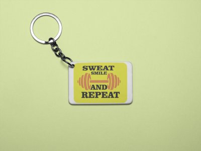 Sweat, Smile And Repeat, (BG Yellow) - Printed Keychains for gym lovers(Pack of 2)