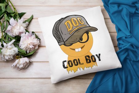 Rabbit Teeth with a Cap, Text Written Cool Boy - Emoji Printed Pillow Covers For Emoji Lovers(Pack Of Two)