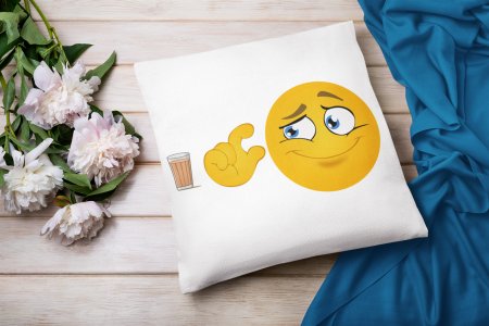 A Cup of Tea for Me - Emoji Printed Pillow Covers For Emoji Lovers(Pack Of Two)