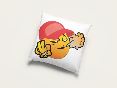 Puffing Weed Emoji Printed - Emoji Printed Pillow Covers For Emoji Lovers(Pack Of Two)