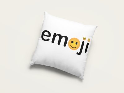 Ariel Text with Emoji Dots - Emoji Printed Pillow Covers For Emoji Lovers(Pack Of Two)