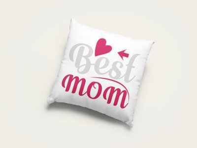 Best Mom Text With pink heart- Printed Pillow Covers (Pack Of Two)