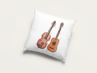 Guitar and violin - Special Printed Pillow Covers For Music Lovers(Combo Set of 2)