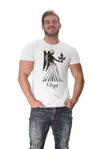 Virgo (BG Black) (White T) - Printed Zodiac Sign Tshirts - Made especially for astrology lovers people