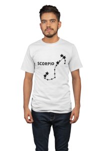Scorpio stars (BG Black) (White T) - Printed Zodiac Sign Tshirts - Made especially for astrology lovers people