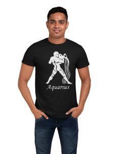 Aquarius symbol (BG white) - Printed Zodiac Sign Tshirts - Made especially for astrology lovers people