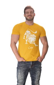 Leo (BG white) (Yellow T) - Printed Zodiac Sign Tshirts - Made especially for astrology lovers people