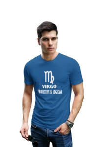 Virgo, Protective and logical(Blue T) - Printed Zodiac Sign Tshirts - Made especially for astrology lovers people