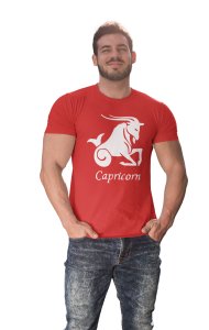 Capricorn (BG White) (Red T) - Printed Zodiac Sign Tshirts - Made especially for astrology lovers people
