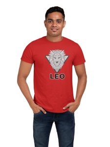 Leo, Lion face (Red T) - Printed Zodiac Sign Tshirts - Made especially for astrology lovers people