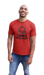 Libra, charming and harmony (BG Black) (Red T) - Printed Zodiac Sign Tshirts - Made especially for astrology lovers people