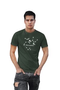 Sagittarius stars (BG white) (Green T) - Printed Zodiac Sign Tshirts - Made especially for astrology lovers people
