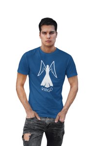 Virgo symbol (BG White)(Blue T) - Printed Zodiac Sign Tshirts - Made especially for astrology lovers people