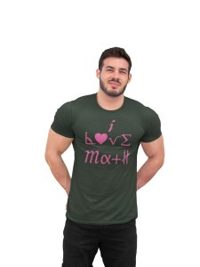 I love Math (BG Pink) (Green T)- Clothes for Mathematics Lover - Suitable for Math Lover Person - Foremost Gifting Material for Your Friends, Teachers, and Close Ones