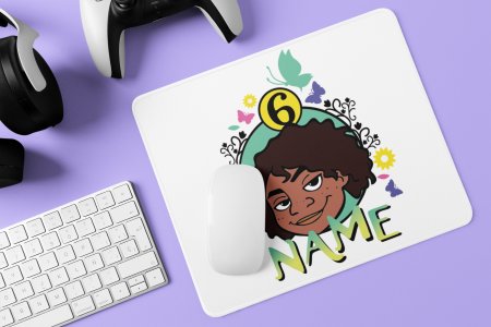 Curly hair girl, freckles on face- Printed animated Mousepad for animation lovers