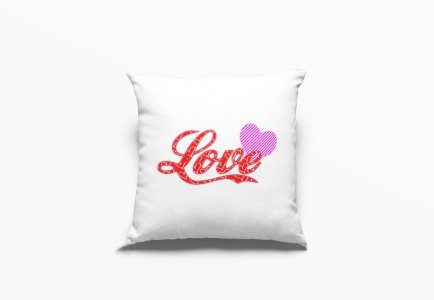 Love Text With Pink Heart -Printed Pillow Covers For (Pack Of Two)