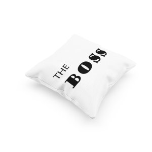 The Boss Text In Black -Printed Pillow Covers For (Pack Of Two)
