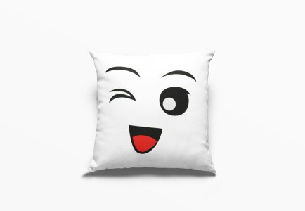 Winking Face Emoji -Printed Pillow Covers For (Pack Of Two)