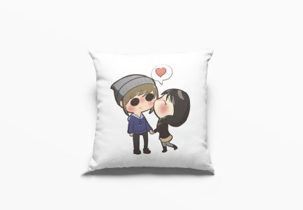 Girl Kissing Boy -Printed Pillow Covers For (Pack Of Two)