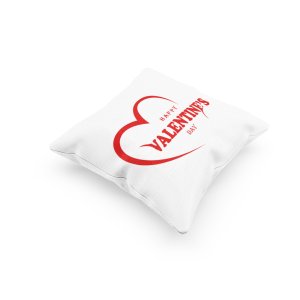 Happy Valentine's Day text in Red -Printed Pillow Covers For (Pack Of Two)