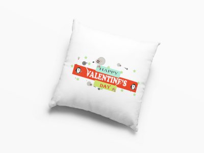 Happy Valentine's Day Colourfull Text With Star And Moons - Printed Pillow Covers For (Pack Of Two)