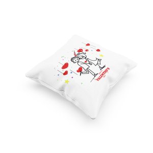 Couple Holding Hands Romantic With Hanging Hearts - Printed Pillow Covers For (Pack Of Two)