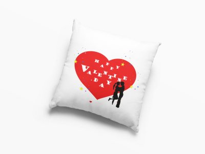 Happy Vlaentine's Day text in White -Printed Pillow Covers For (Pack Of Two)