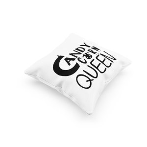 Candy Corn Queen Black Text -Haunted House -Halloween Theme Pillow Covers (Pack Of 2)