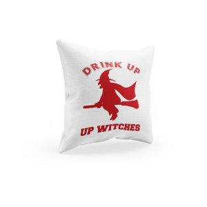Drink up witches, Flying witch -Halloween Theme Pillow Covers (Pack Of 2)
