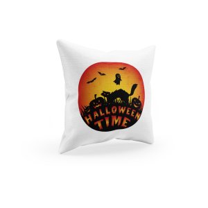 Halloween Time -Circle -Hunted House -Halloween Theme Pillow Covers (Pack Of 2)