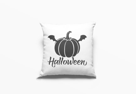 Halloween Black text -Pumpkin With Wings -Halloween Theme Pillow Covers (Pack Of 2)